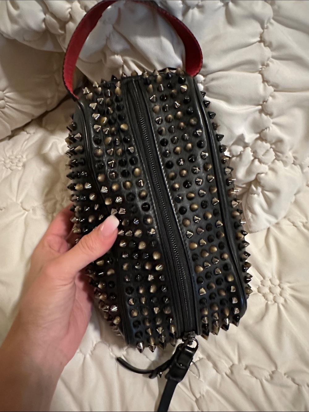 Black Studded Louboutin make up pouch - Picture 3 of 8